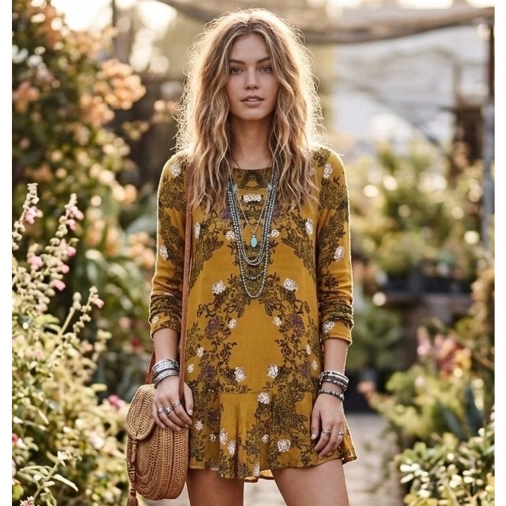 Free People Smooth Talker Floral Boho Ruffle Mini Dress S Whimsygoth Fairy